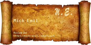 Mick Emil névjegykártya